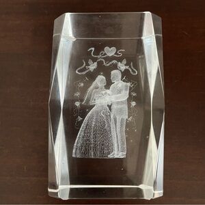 3D Laser Crystal Art Glass Hologram of a Bride and Groom